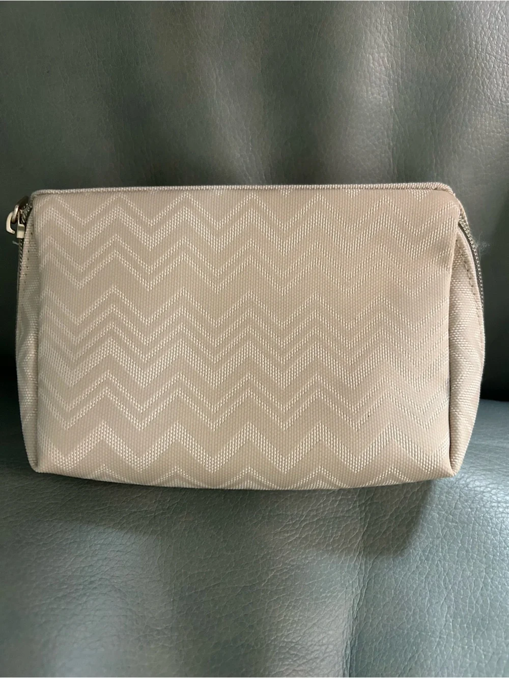 Missoni Cream Chevron Cosmetic Bag with Gold Logo